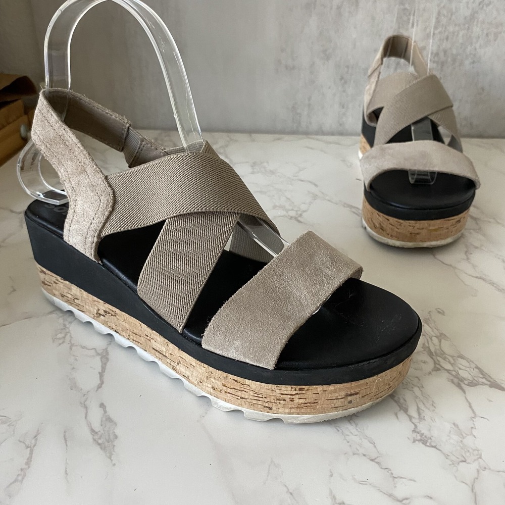 Sorel Beige Taupe Platform Sandals